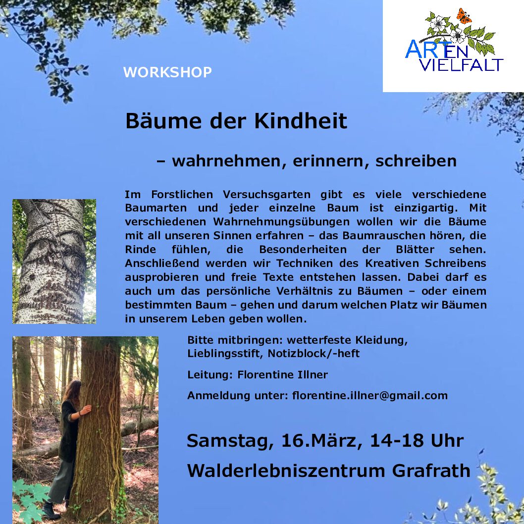 Bäume der Kindheit – wahrnehmen, erinnern, schreiben –  Workshop im Rahmen des Projekts „ARTenvielfalt“